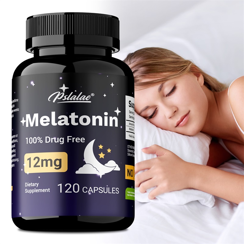 Health Wellness - メラトニン 12mg - 不安とストレスを和らげ、深い眠りを助け、不眠症と眠りにつきにくい問題を軽減します、非遺伝子組み換え