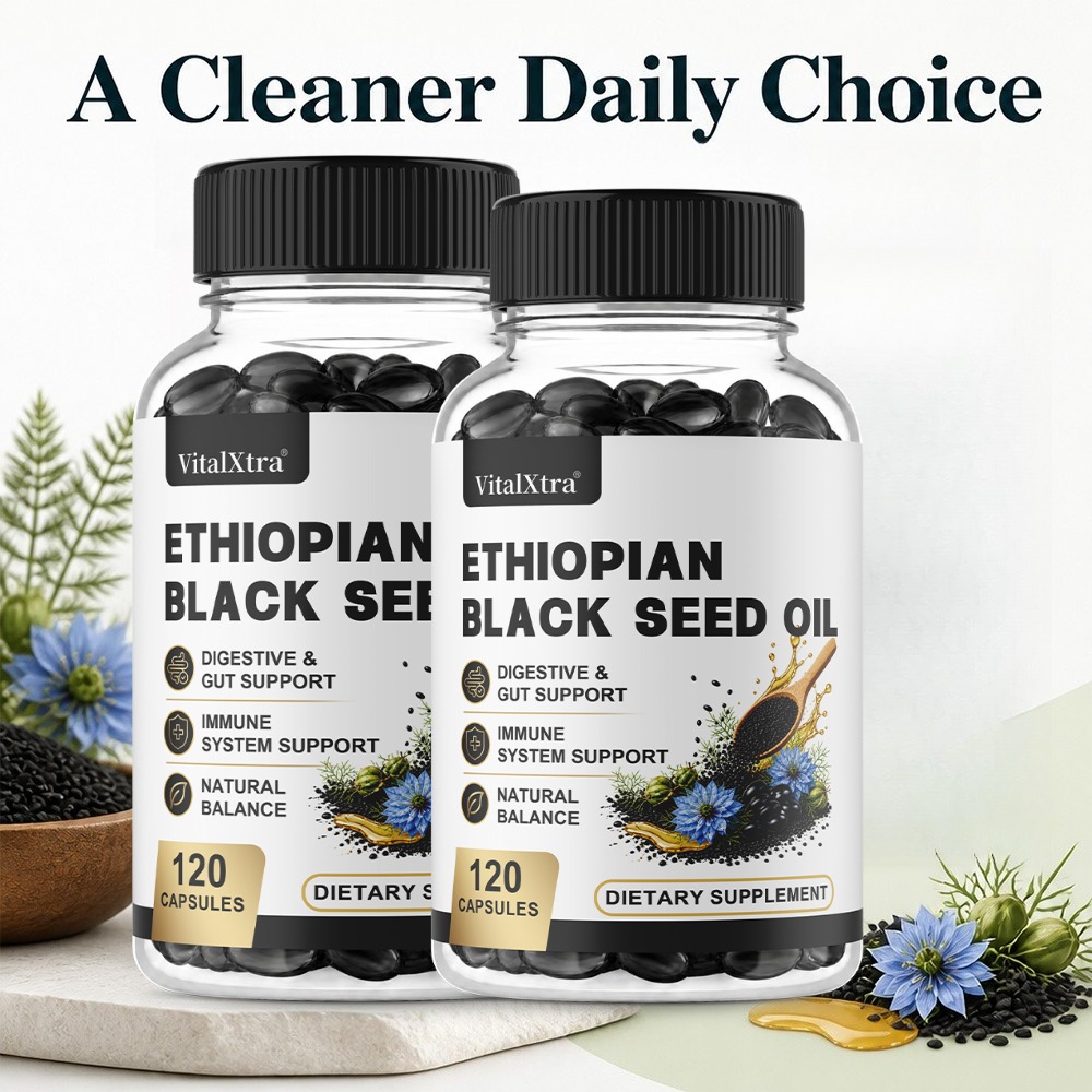Herbal Supplement - エチオピア産ブラックシードオイルソフトジェル120カウント天然グルテンフリー非遺伝子組み換え抗酸化免疫消化デイリーヘルスサプリメント