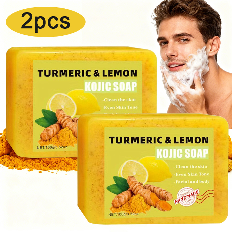 Turmeric - ターメリッククエン酸石鹸 2 個、優しいクレンジング、ボディバス、保湿、保湿肌、すべての肌タイプに適しています、ユニセ