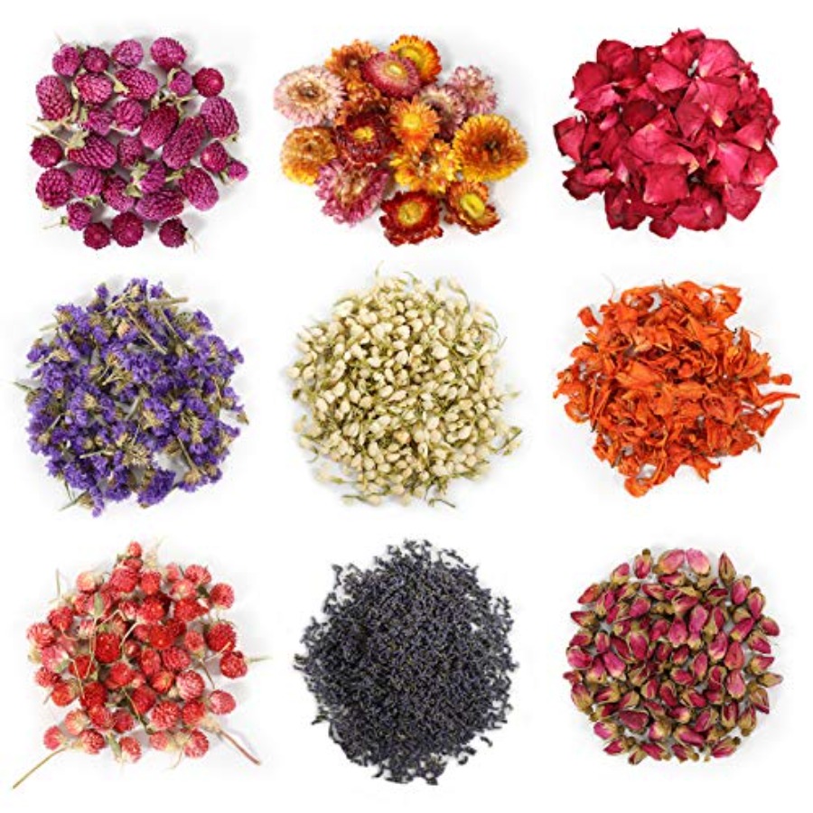 9袋入りドライフラワー、100%天然ドライフラワーハーブキッ - Dried Herbs のレビューと価格