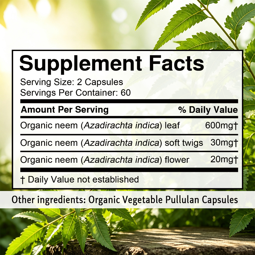 ニーム葉カプセル - 肌、免疫、肝臓の健康、デトックスのため - Herbal Supplement のレビューと価格